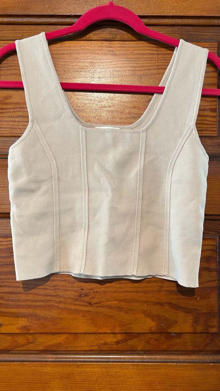Umgee USA Beige Corset Style Square Neck Knit Tank Top Size M